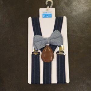 The Children's Place Navy and Brown Suspenders with Bow Tie